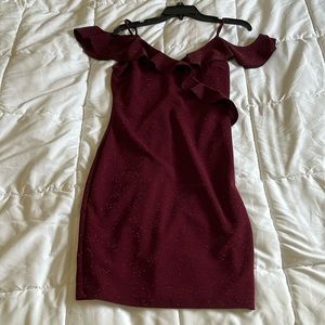 Open shoulder sparkle dress